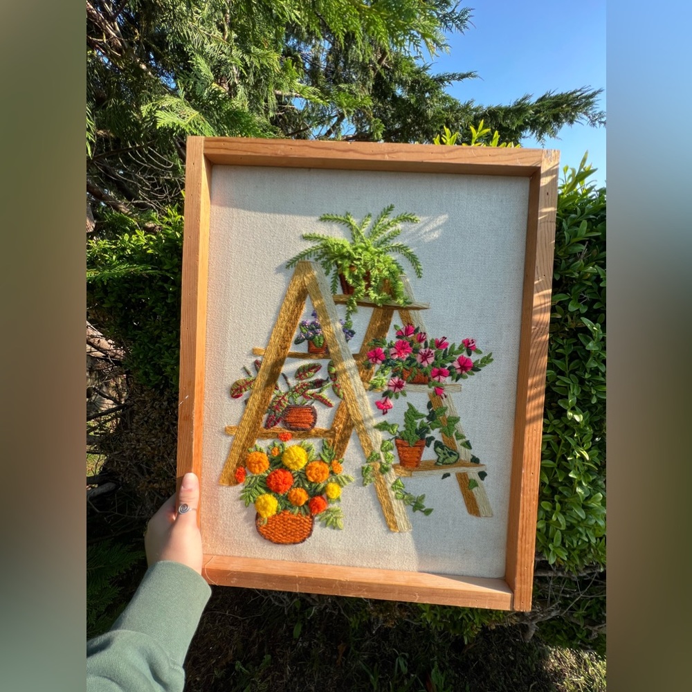 Homemade plant hanging wall art 3D vintage